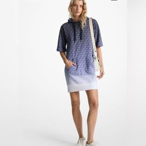 MICHAEL KORS 
Ombré Signature Logo Cotton Terry Hoodie Dress size Small NWT